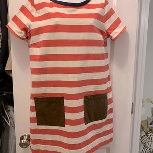 Striped coral and cream dress